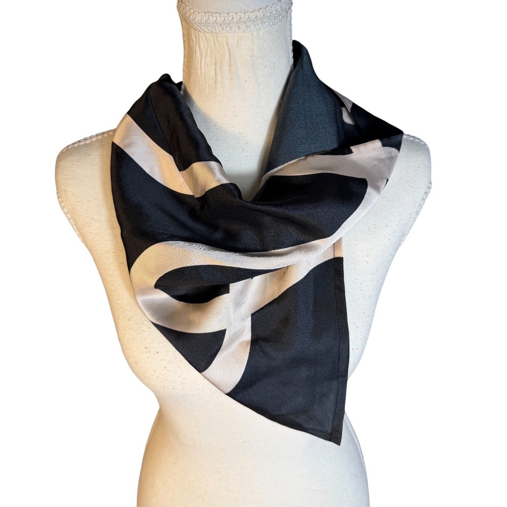 Future Collective x Alani Noelle Satin Scarf Black Cream Abstract - Picture 5 of 11